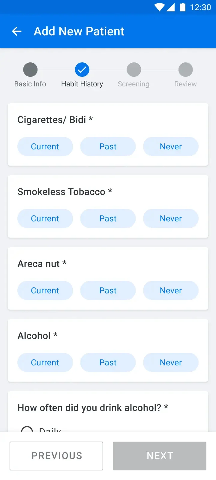 Patient screening flow
